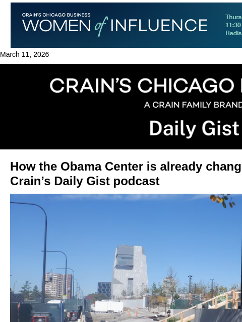 crainalerts newsletter: How the Obama Center is already changing its envir...