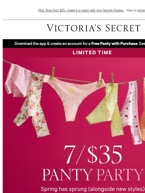 victoriassecret newsletter: New Prints & Colors—7/$35 Panties