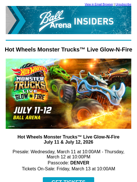 kroenkeentertainment newsletter: Presale Access: Hot Wheels Monster Trucks™ Live Gl...