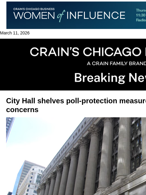 crainalerts newsletter: Jesse Jackson election ordinance paused