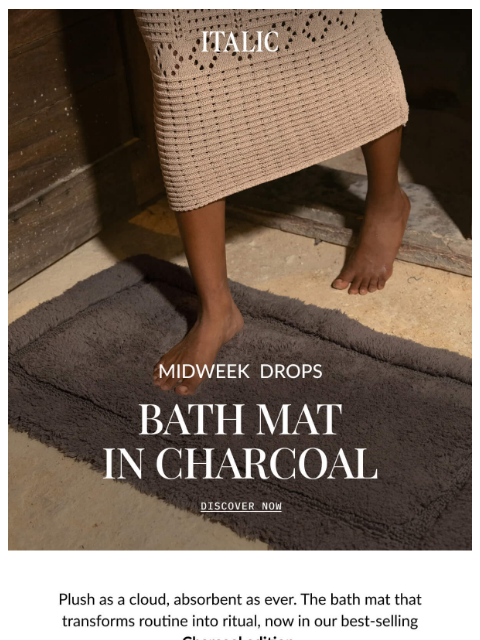 italic newsletter: NEW: Ultraplush Bath Mat in Charcoal