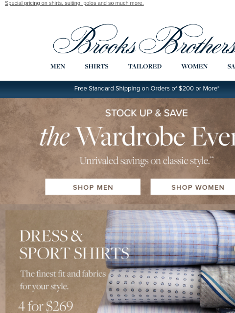 brooksbrothers newsletter: STARTS NOW: the Wardrobe Event