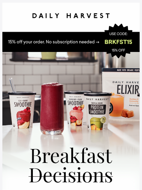 daily-harvest newsletter: Your breakfast, on autopilot