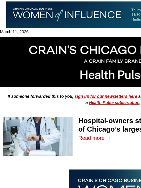 crainalerts newsletter: Our latest physician groups ranking
