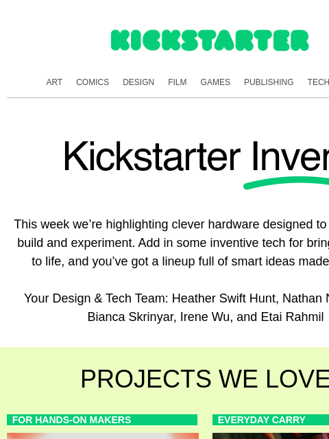 kickstarter newsletter: The tools behind the tinkering