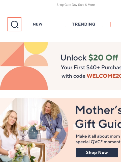 Shop Gem Day Sale & More QVC New TRENDING DEALS Unlock $20 off Your First Purchase Mothers Gift Day Beauty Jewelry Fashion Hostess Crafts Gem Sale Spring Savings Isaac Mizrahi Live! Button Front