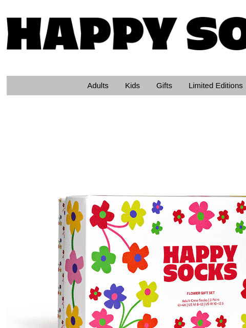 Step into spring with socks that reflect the beauty and vibrancy of the season. HappySocks Adults Kids Gifts Limited Editions Sale 3-Pack Flower Socks Gift Set Spring styles for your feet Step into