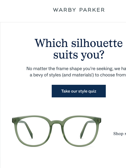 warbyparker newsletter: Find your frame shape