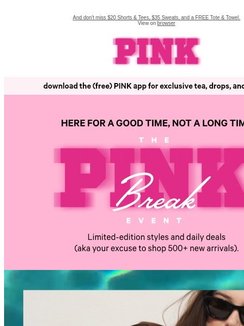 vspink newsletter: TODAY: $20 Swim & $7 Flip Flops 🩴