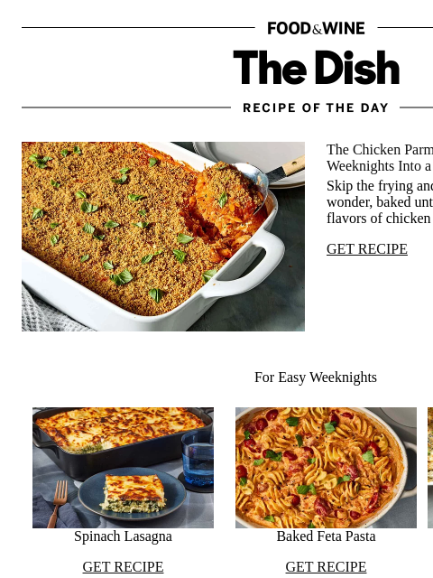 foodandwine newsletter: Chicken Parmesan Orzo Bake