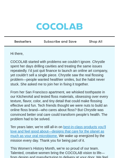 cocolab newsletter: What Women’s History Month means to us.