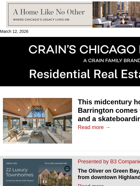 crainalerts newsletter: Midcentury home with greenhouse hits the market in...