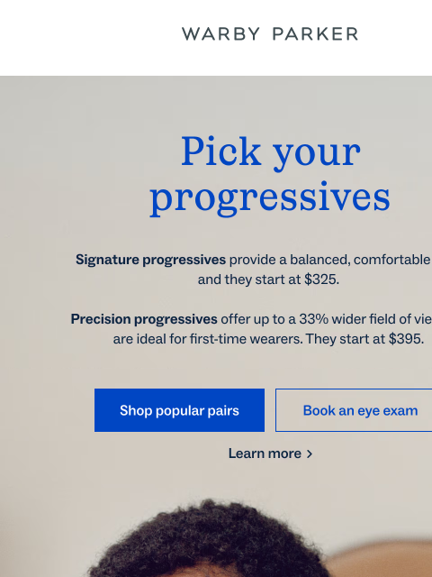 warbyparker newsletter: Curious about progressives?
