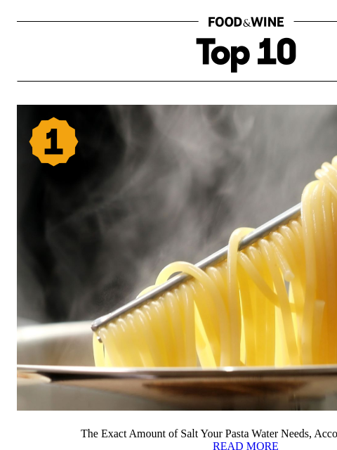 foodandwine newsletter: The Exact Amount of Salt Your Pasta Water Needs
