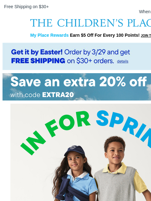 childrensplace newsletter: Go-To Spring Classics Kids Need Now 🌼