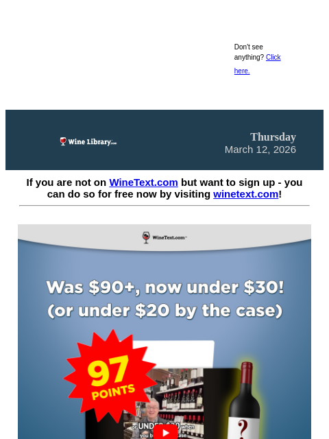 winelibrary newsletter: It's tomorrow! A massive 97 Point Rioja Deal! Deta...