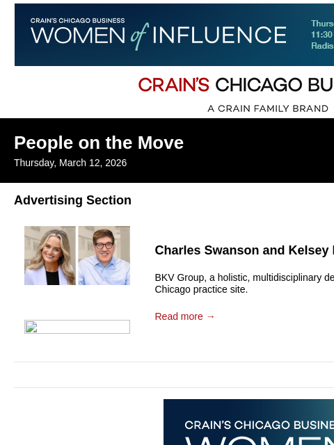 crainalerts newsletter: Crain's Chicago Business - People on the Move
