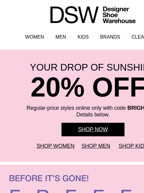 dsw newsletter: STARTS TODAY: THIS FREEBIE >>>