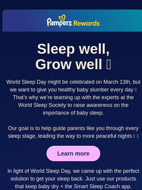 pampers newsletter: It’s time to sleep for you & baby 😴