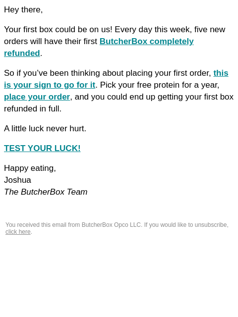 butcherbox newsletter: Feeling lucky today? 🍀