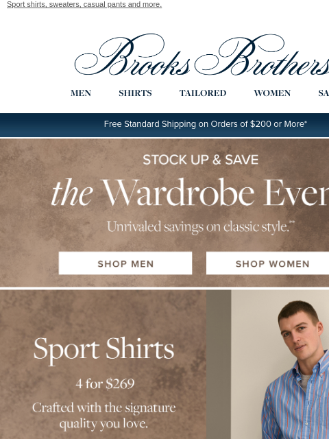 brooksbrothers newsletter: Wardrobe Event: Casual style, specially priced.