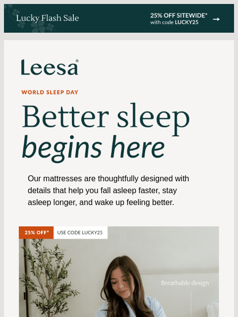 leesasleep newsletter: Celebrate World Sleep Day with 25% off