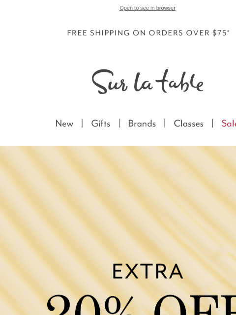 surlatable newsletter: Starts now: Extra 20% off clearance!