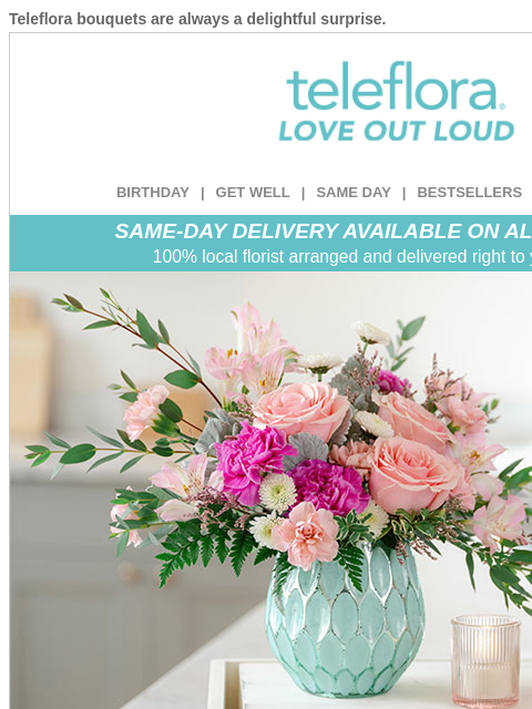 teleflora newsletter: Welcome Spring 💚 Enjoy 20% Off