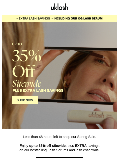 uklash newsletter: Less Than 48hrs Left to Shop Up To 35% Off ⌛