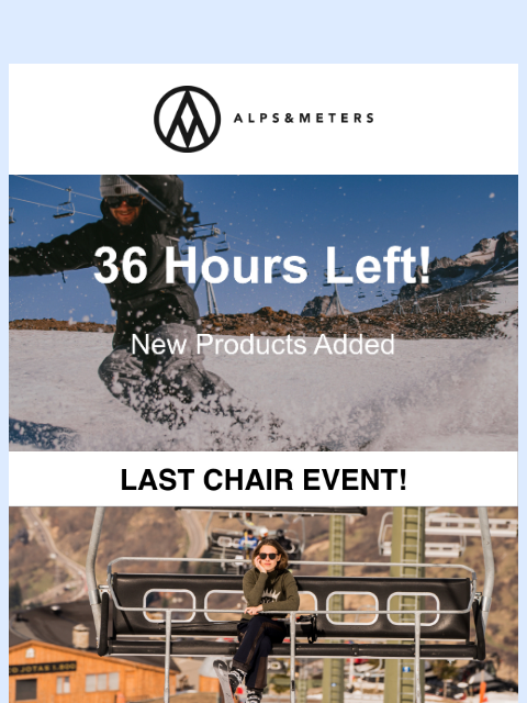 alpsandmeters newsletter: Last Chair Outlet Event