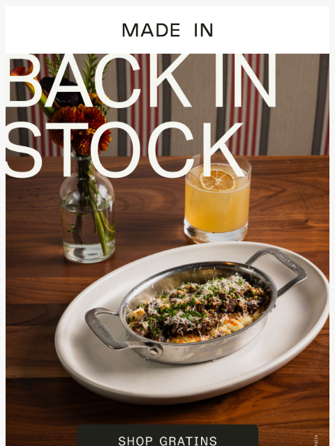 madeincookware newsletter: They’re Back: Oval Stainless Steel Gratins