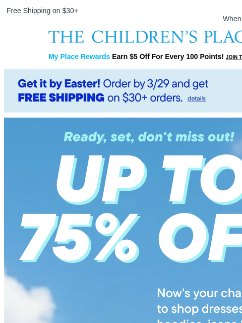 childrensplace newsletter: Up to 75% OFF Clearance Finds Going FAST 🏃‍♂️