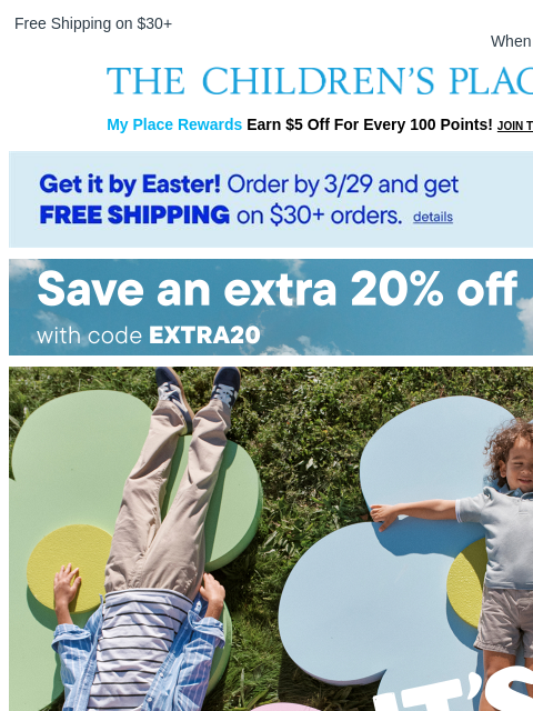 childrensplace newsletter: It's a YES to up to 50% OFF Easter Outfits 🐰