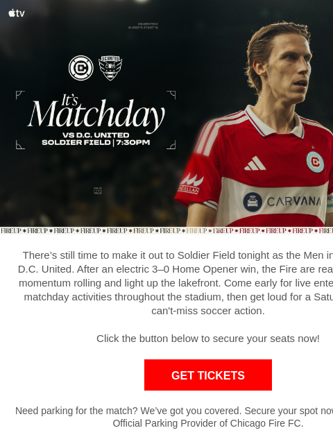 chicagofirefc newsletter: TONIGHT: Chicago Fire vs D.C. United