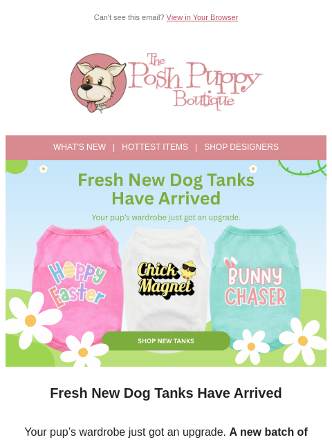 poshpuppyboutique newsletter: New Tanks Just Dropped 🐶