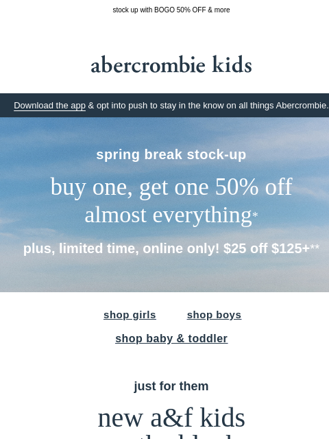 abercrombie newsletter: new looks suited for spring break