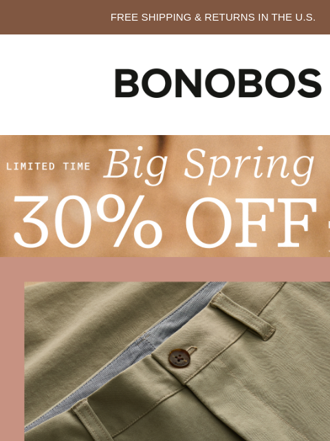 bonobos newsletter: Better-Fitting Pants & Jeans 30% Off