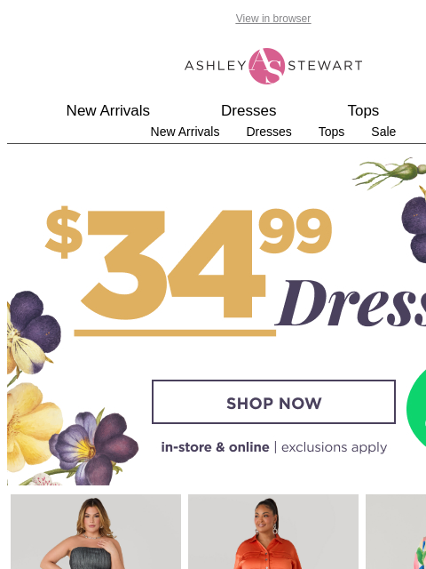 ashleystewart newsletter: Final Hours! 👗 $34.99 dresses!