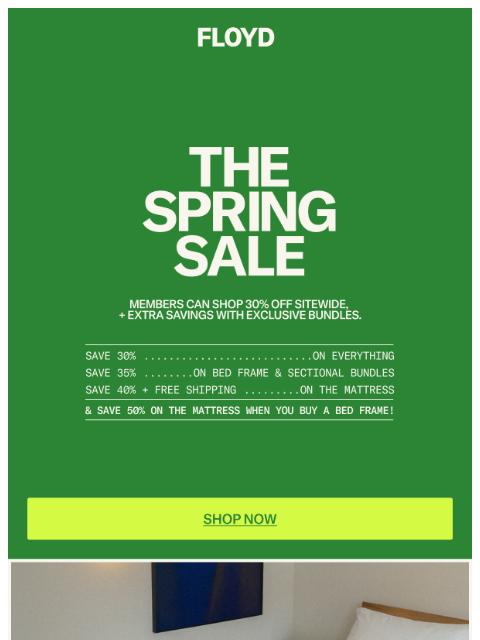 floydhome newsletter: The Spring Sale