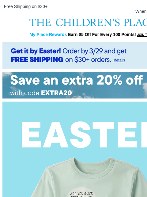 childrensplace newsletter: Easter Graphic Tees are HERE! 🐣🪺🐰