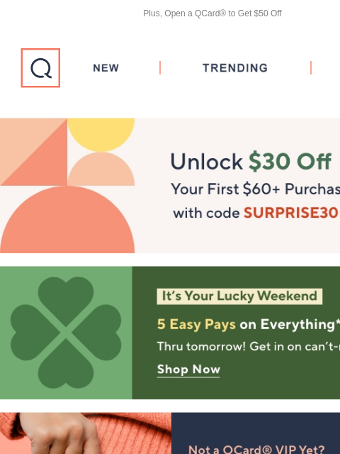 Plus, Open a QCard® to Get $50 Off QVC New TRENDING DEALS Unlock $20 off Your First Purchase 5 Easy Pays $50 Off With a new Qcard NYDJ TSV Header LOGO Life by Lori Goldstein Petite Waffle Knit Wide Leg