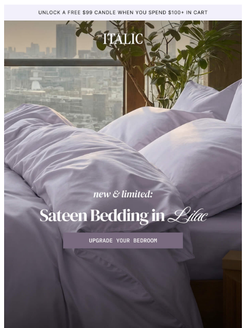 italic newsletter: NEW: Lilac Luxe Sateen Bedding