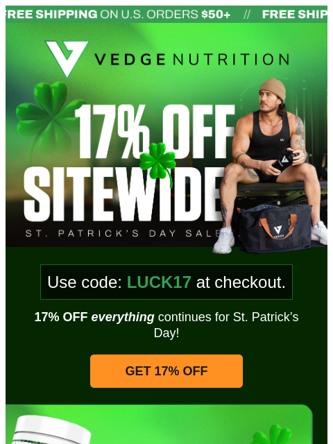 vedgenutrition newsletter: Lucky You! Get 17% OFF Everything