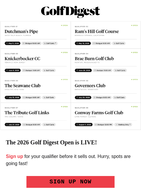 golfdigest newsletter: The 2026 Golf Digest Open