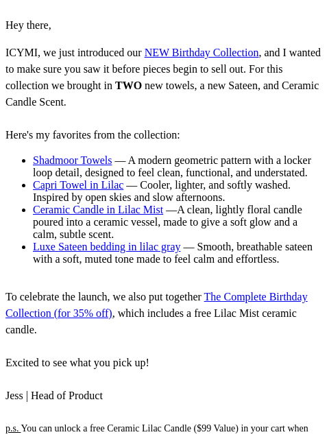 italic newsletter: ICYMI: The NEW Birthday Collection