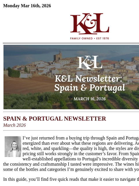 klwines newsletter: K&L Newsletter: Top Selections From Spain & Portug...