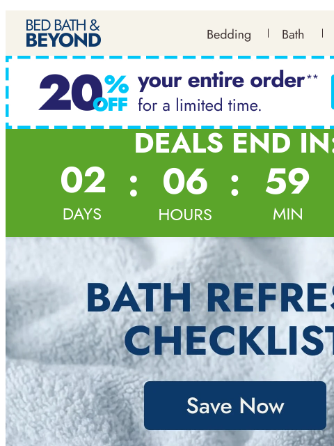 bedbathandbeyond newsletter: Your spring bath reset starts here ✔️