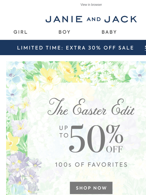 janieandjack newsletter: 100s of styles are up to 50% off...