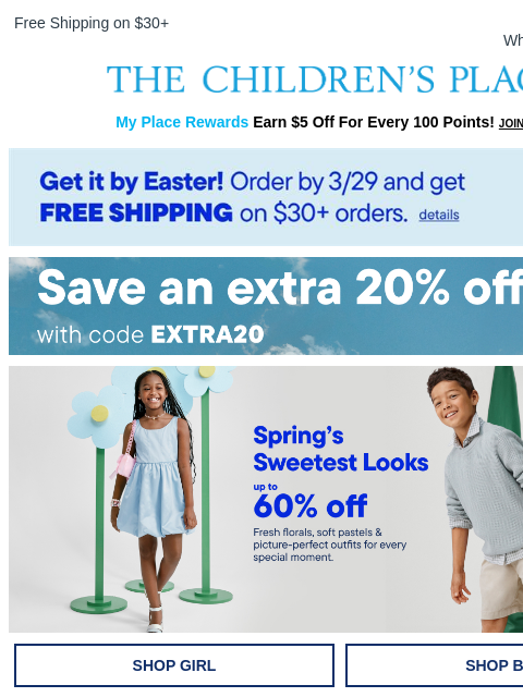 childrensplace newsletter: Hop To It! These Easter Deals Won't Last...