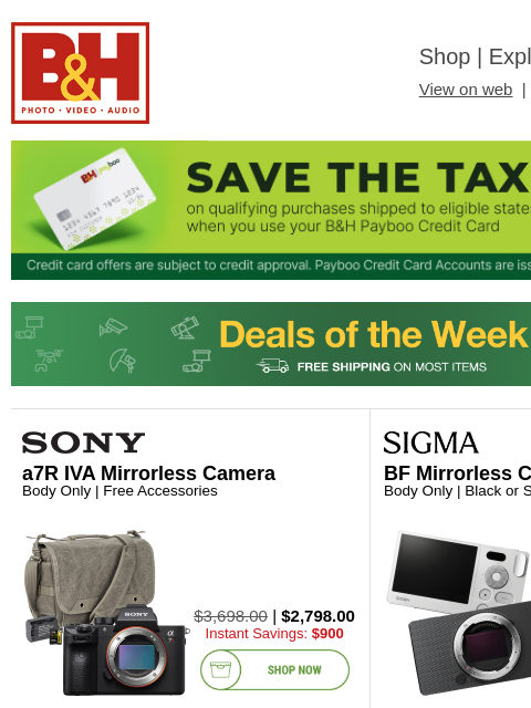 bhphotovideo newsletter: 👉 Live Now: New Deals on Cameras, Lighting, Compu...